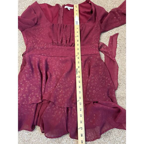 CITY VIBE Long Sleeve Square Neck Mini Party Fit + Flare romper Dress SZ 11 - Picture 6 of 9